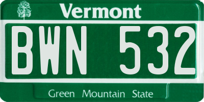 VT license plate BWN532