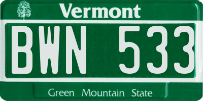 VT license plate BWN533