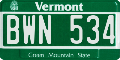 VT license plate BWN534