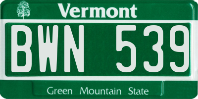 VT license plate BWN539