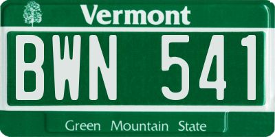 VT license plate BWN541