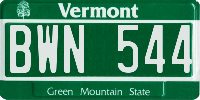 VT license plate BWN544