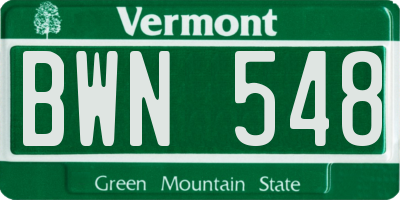 VT license plate BWN548