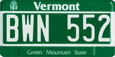 VT license plate BWN552