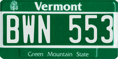 VT license plate BWN553