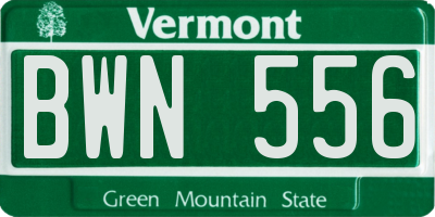 VT license plate BWN556