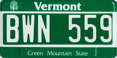 VT license plate BWN559