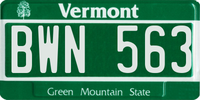 VT license plate BWN563