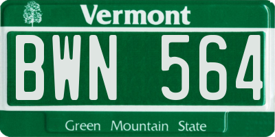 VT license plate BWN564