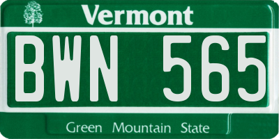 VT license plate BWN565