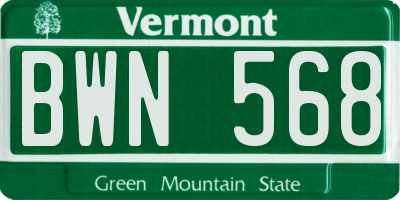 VT license plate BWN568