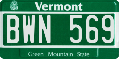 VT license plate BWN569