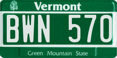 VT license plate BWN570