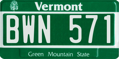 VT license plate BWN571