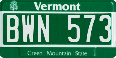 VT license plate BWN573