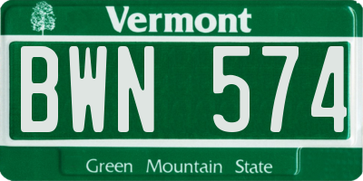 VT license plate BWN574