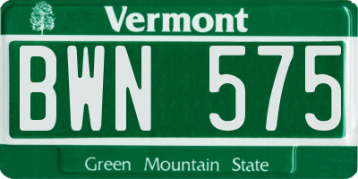 VT license plate BWN575