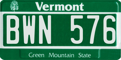 VT license plate BWN576