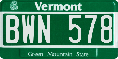 VT license plate BWN578