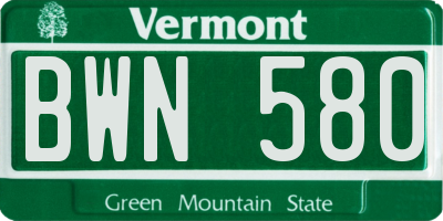 VT license plate BWN580