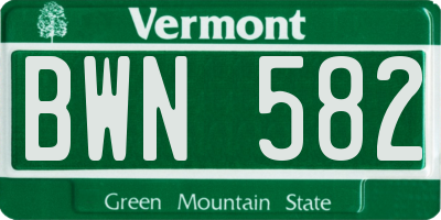 VT license plate BWN582
