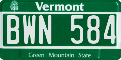 VT license plate BWN584