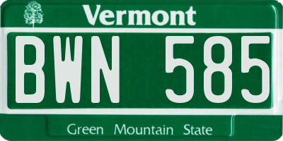 VT license plate BWN585