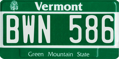 VT license plate BWN586