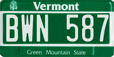 VT license plate BWN587