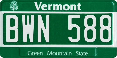 VT license plate BWN588