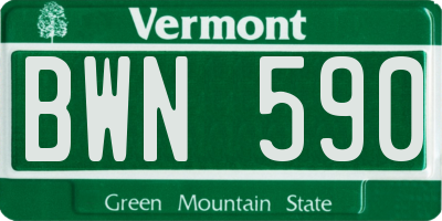 VT license plate BWN590