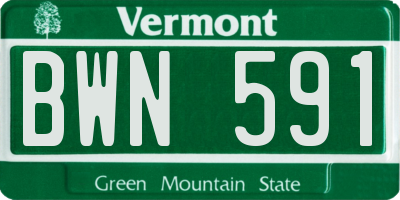 VT license plate BWN591