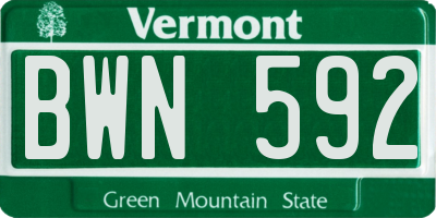 VT license plate BWN592