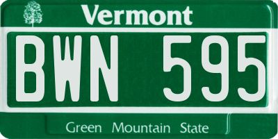 VT license plate BWN595
