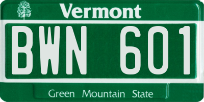 VT license plate BWN601