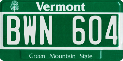 VT license plate BWN604