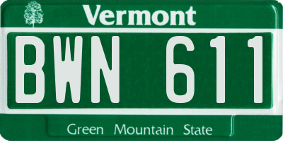 VT license plate BWN611