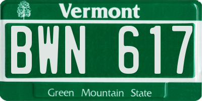 VT license plate BWN617
