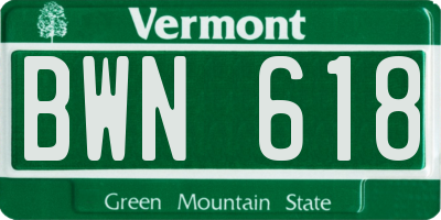 VT license plate BWN618