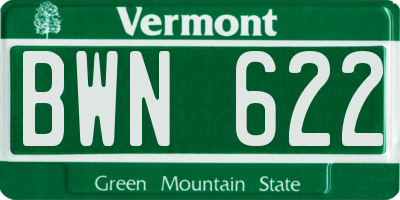 VT license plate BWN622