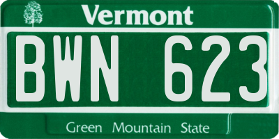 VT license plate BWN623