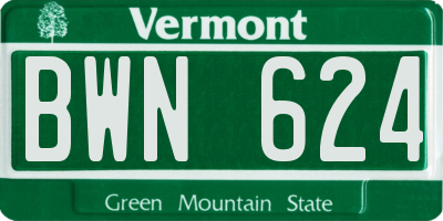 VT license plate BWN624