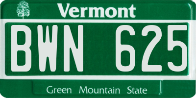 VT license plate BWN625