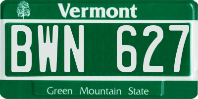 VT license plate BWN627