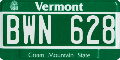 VT license plate BWN628