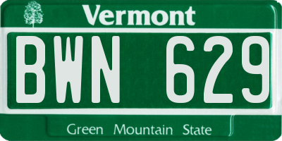 VT license plate BWN629