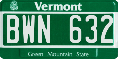 VT license plate BWN632