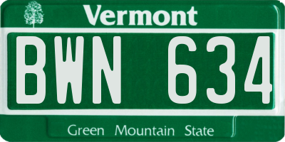 VT license plate BWN634