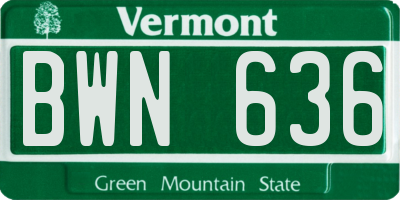 VT license plate BWN636