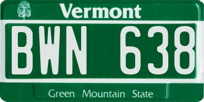 VT license plate BWN638